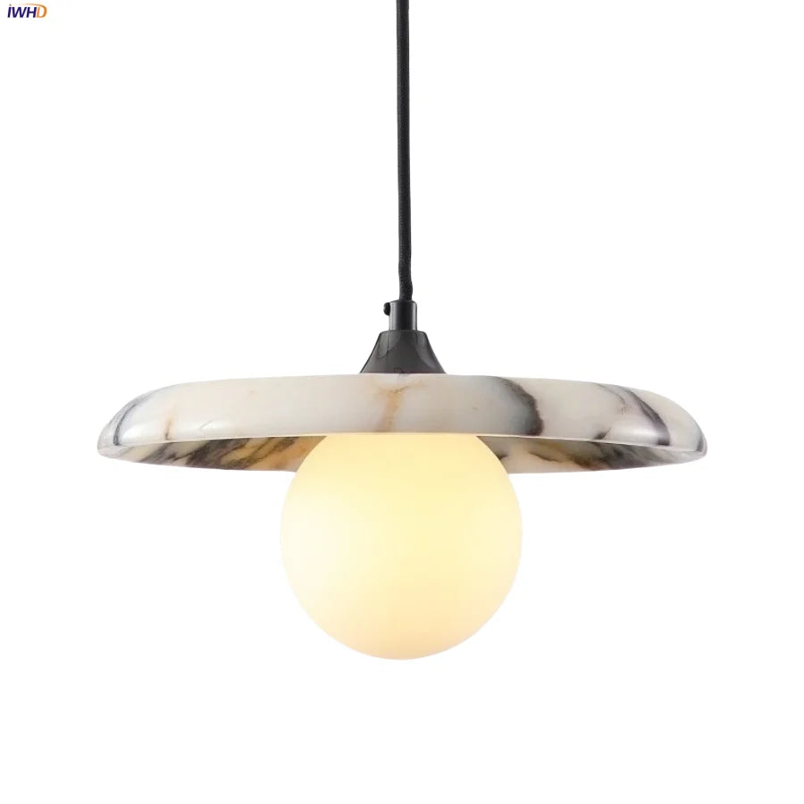 Afralia™ White Glass Globe LED Pendant Lights - Modern Wabi Sabi Bedroom Bar Hang Lamp