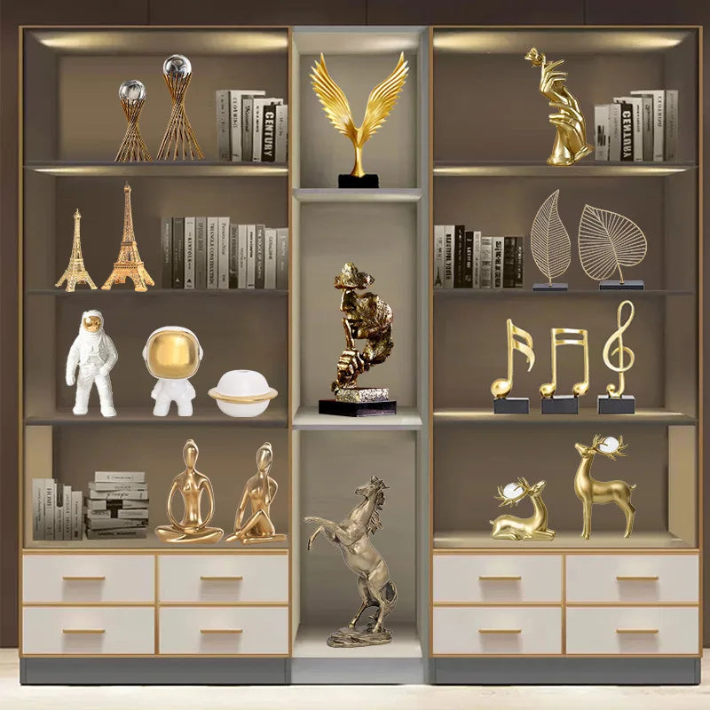 Abstract Gold Resin Statue Handicraft for Living Room, Office Desk Decor - Afralia™
