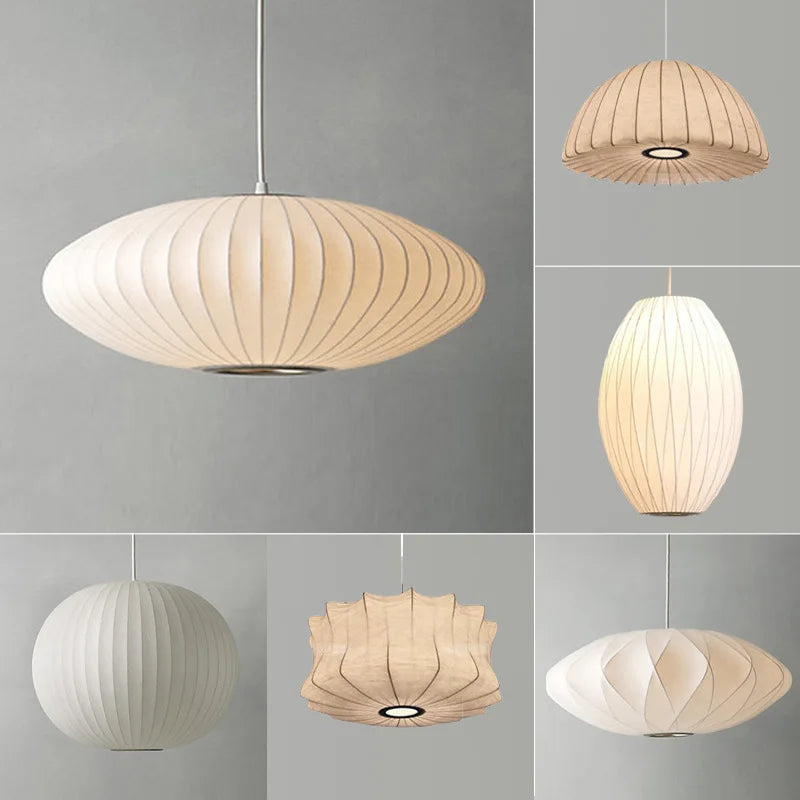 Afralia™ Silk LED Pendant Lights - Nordic Minimalist E27 Chandelier Fixture