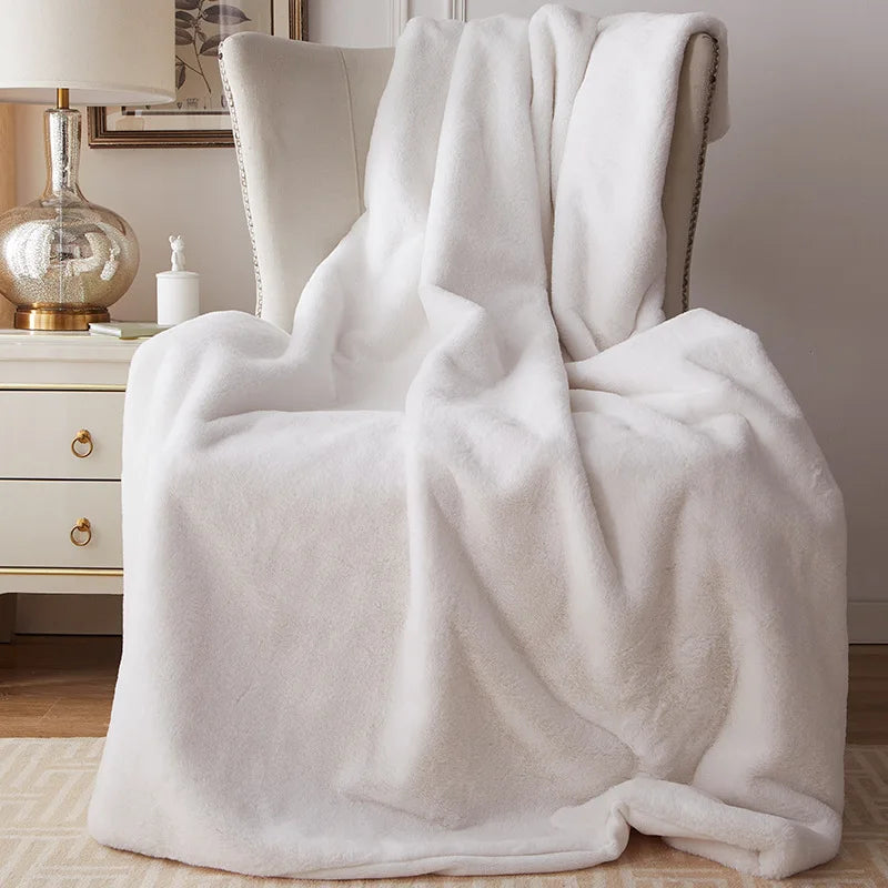 Afralia™ Faux Fox Fur Plush Blanket: Ultra Soft, Warm, and Luxurious for Office, Sofa, and Travel