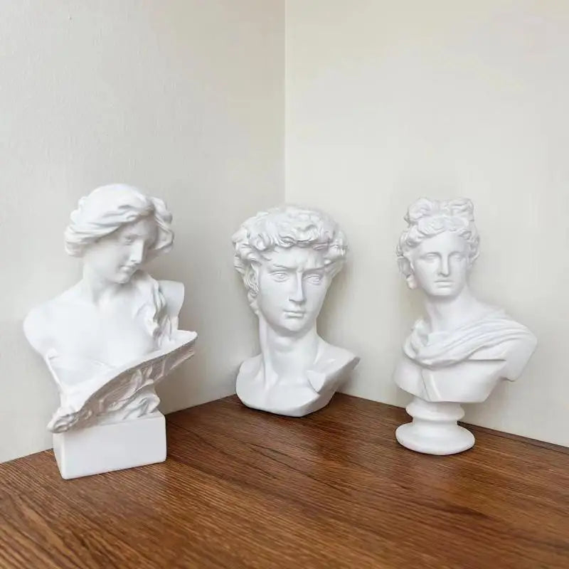 Afralia™ David Statue Head Sculpture Mini Gypsum Resin Art Craft Home Decor