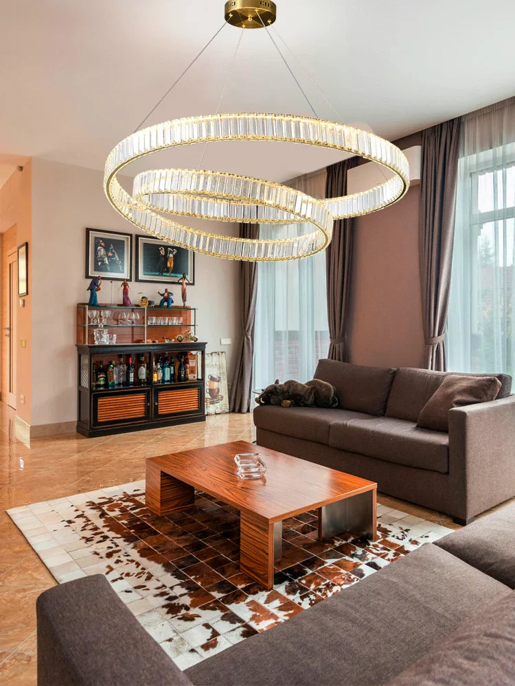Afralia™ Crystal LED Pendant Light Chandelier for Bedroom Living Room - Adjustable Ceiling Lamp