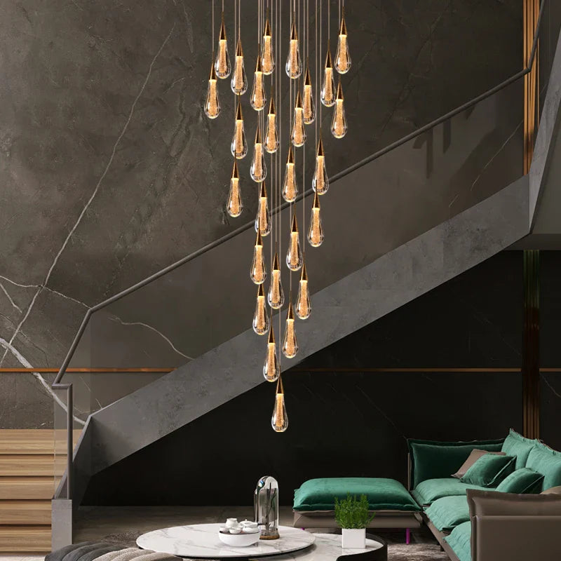 Afralia™ Gold Crystal Chandelier for Modern Living, Dining & Stair Lighting