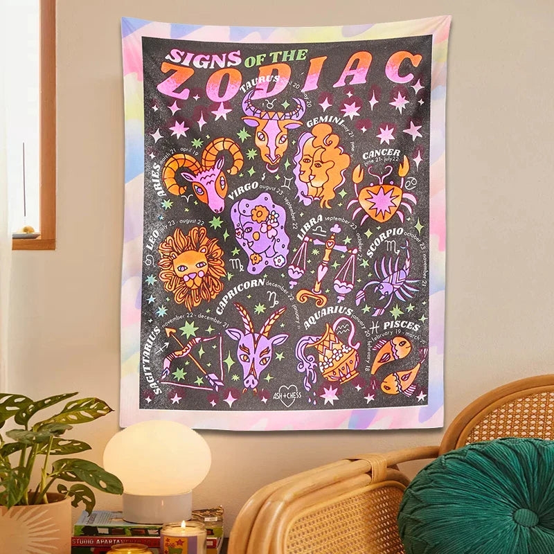 Afralia™ Zodiac Constellation Blanket: Celestial Starry Sky Wall Hanging & Throw