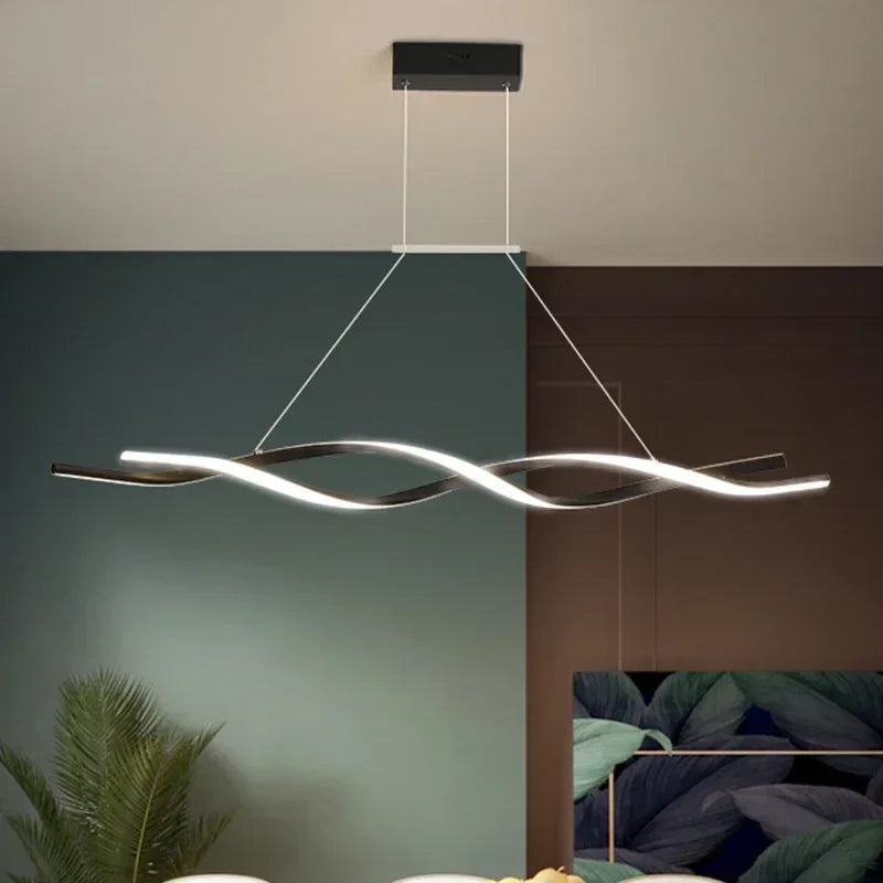 Afralia™ Wave LED Pendant Light for Office Kitchen Dining Bedroom Island Lighting