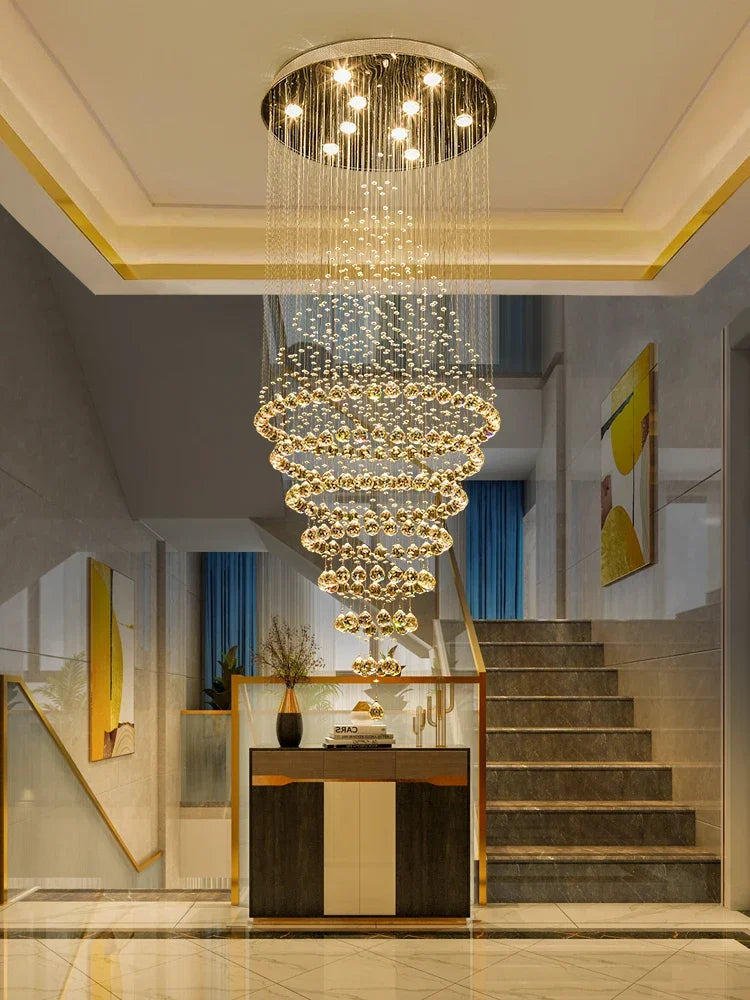 Starry Crystal Loft Chandelier by Afralia™: Elegant Wedding Decor & Hotel Lobby Lighting