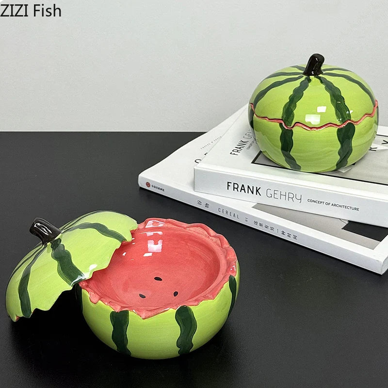 Watermelon Porcelain Ashtray by Afralia™ - Smoking Accessories for Weed & Cigarettes
