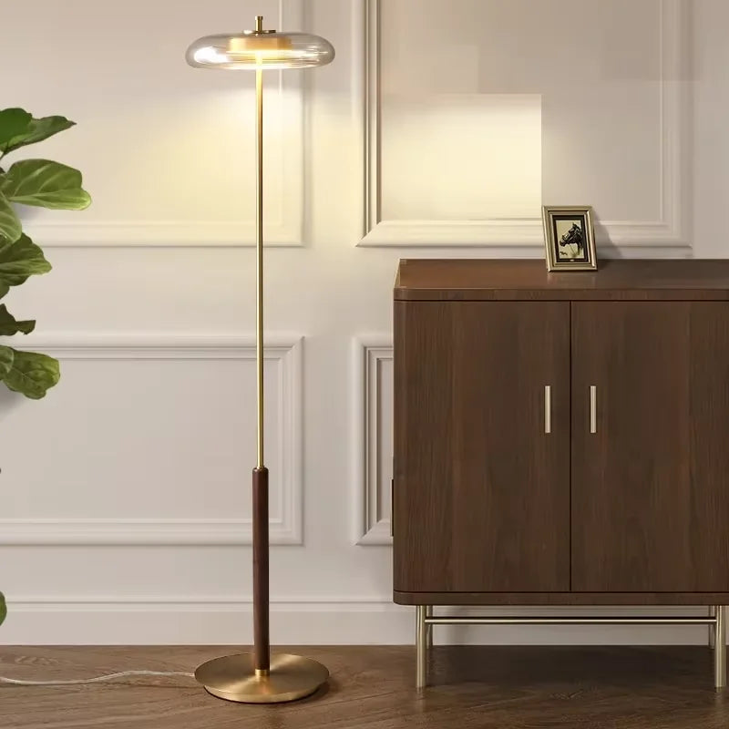 Afralia™ Mushroom Lustre Glass Floor Lamp - Gold Metal Art Design