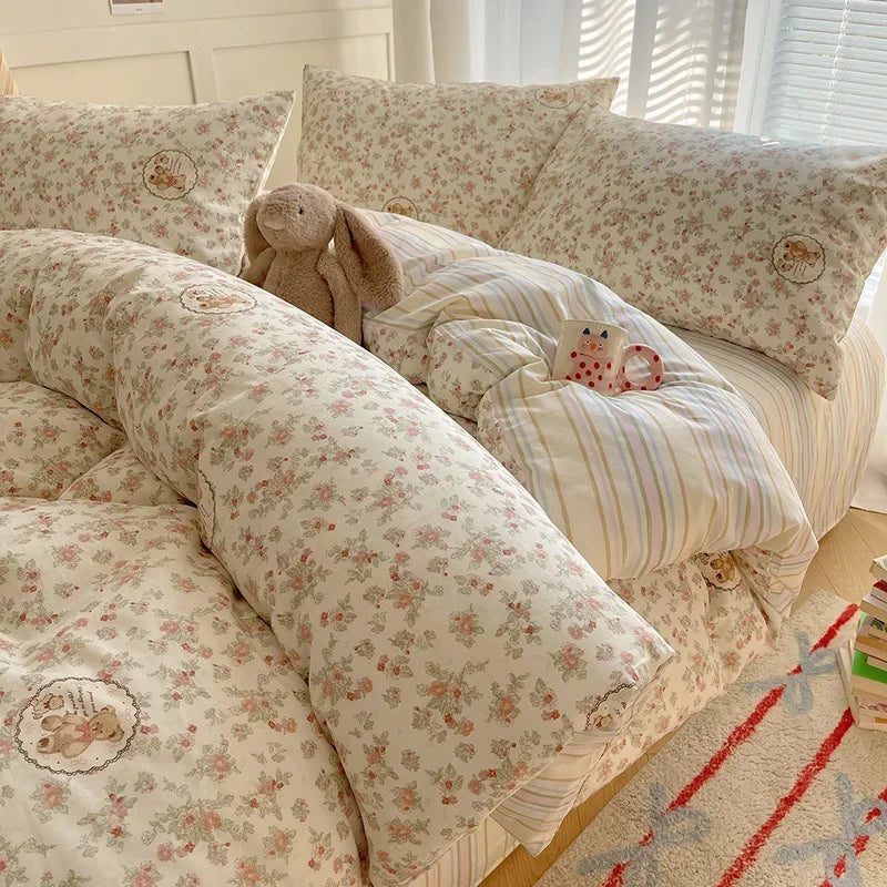 Afralia™ Cartoon Printed Cotton Bedding Set - Soft, Skin-Friendly Duvet Cover