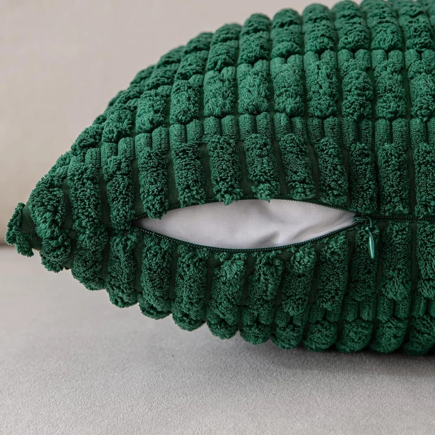 Afralia™ Solid Green Corduroy Throw Pillow Covers Set for Home Décor