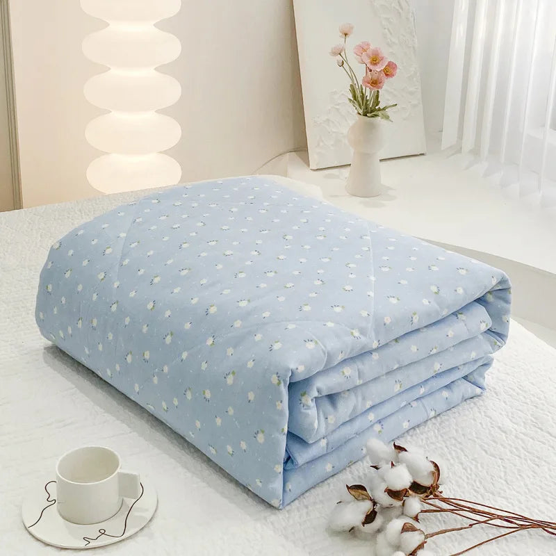 Afralia™ Lightweight Cotton Summer Quilt: Single/Double Machine Washable Air Conditioning Blanket