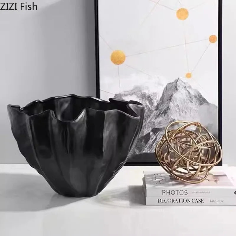 Afralia™ Black Resin Bud Vase Modern Room Decor Flowers Arrangement Desk Vase