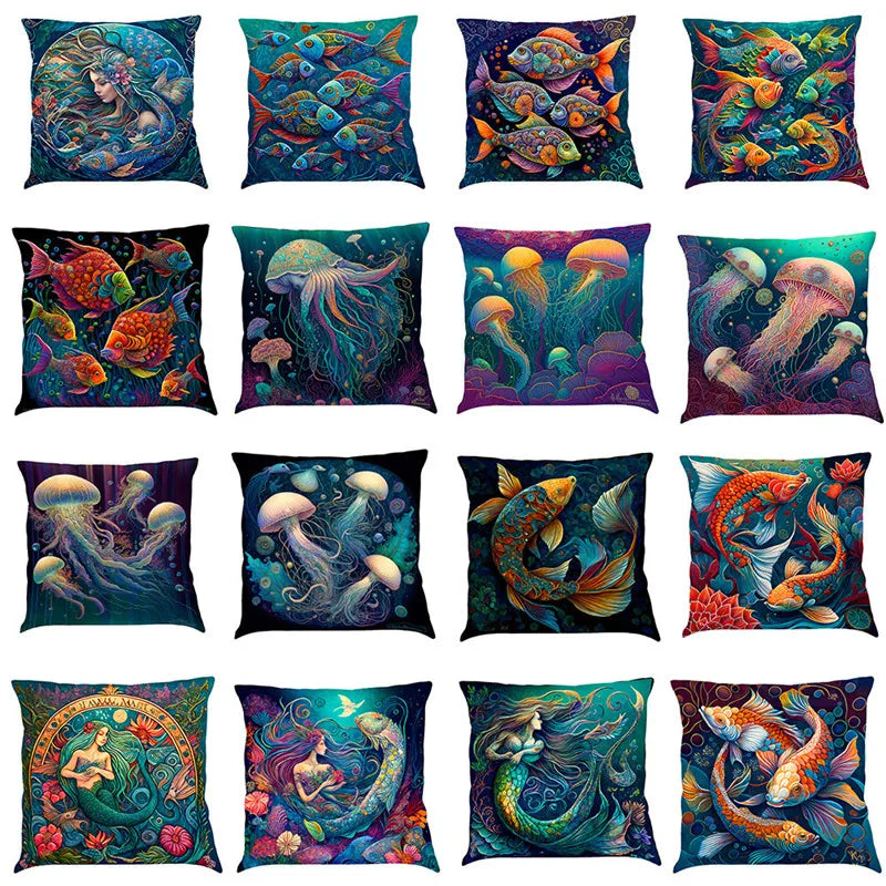 Afralia™ Ocean Print Pillowcase Collection for Living Room Sofa Decoration