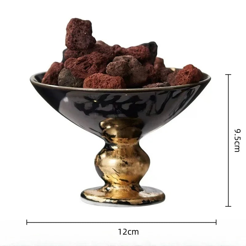 Afralia™ Ceramic Tray Aroma Diffuser High-legged Gold Plate Home Decor