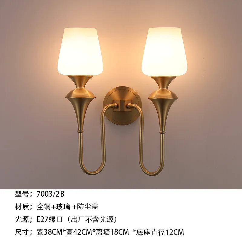 Afralia™ Copper Glass LED Wall Sconce, Black/Gold Luxury Minimalist for Living Room & Bedroom
