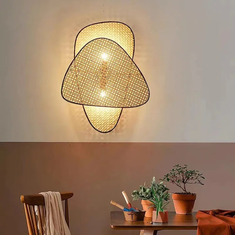 Afralia™ Rattan Wicker Chandelier, Handwoven Bamboo Lamp, Creative Dining Room Lighting