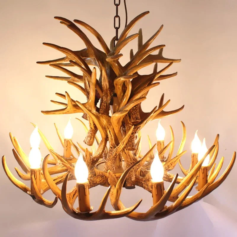 Afralia™ Antler Chandelier Ceiling Lamp Mid Century Modern Lighting