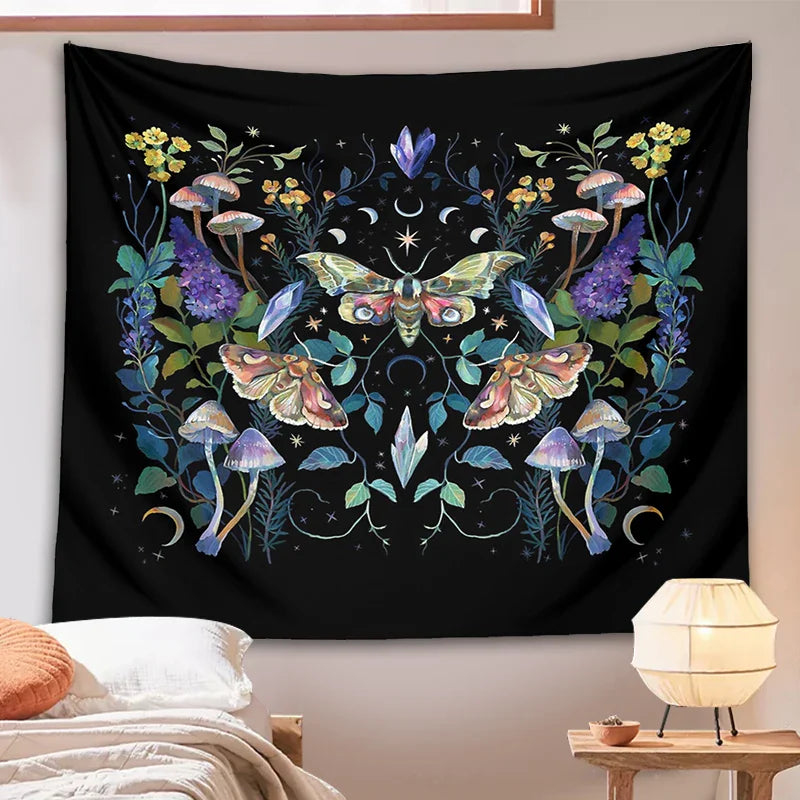 Afralia™ Celestial Botanical Tapestry Wall Hanging - Starry Sky Dorm Decor