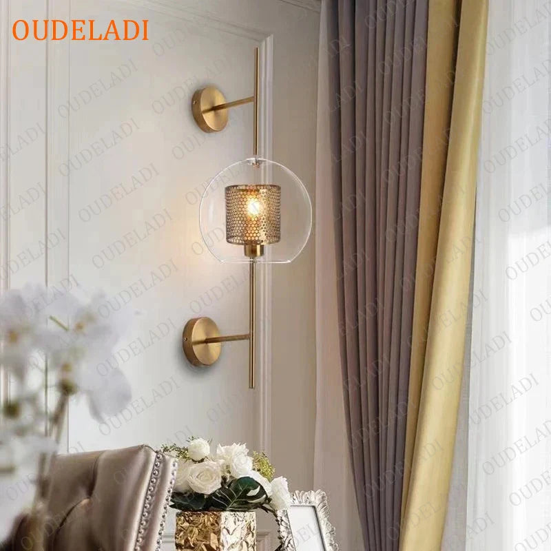 Afralia™ Glass Wall Sconce: Modern Nordic Bedroom Aisle Living Room Indoor Lamp