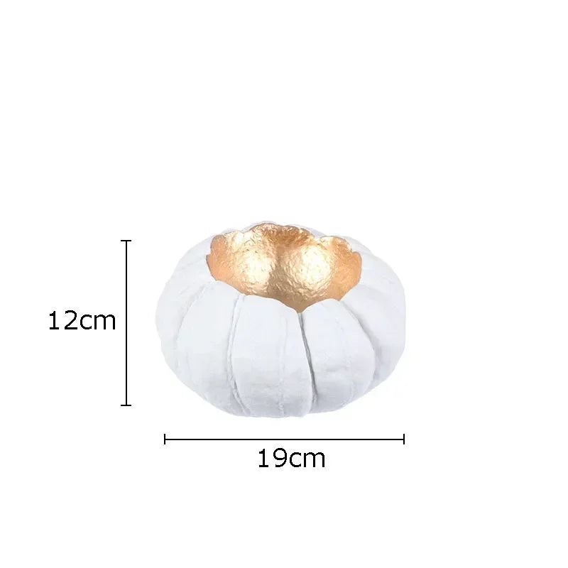 Afralia™ Gold Pumpkin Resin Sculpture Ornaments Home Decor-Artistic Room Aesthetics