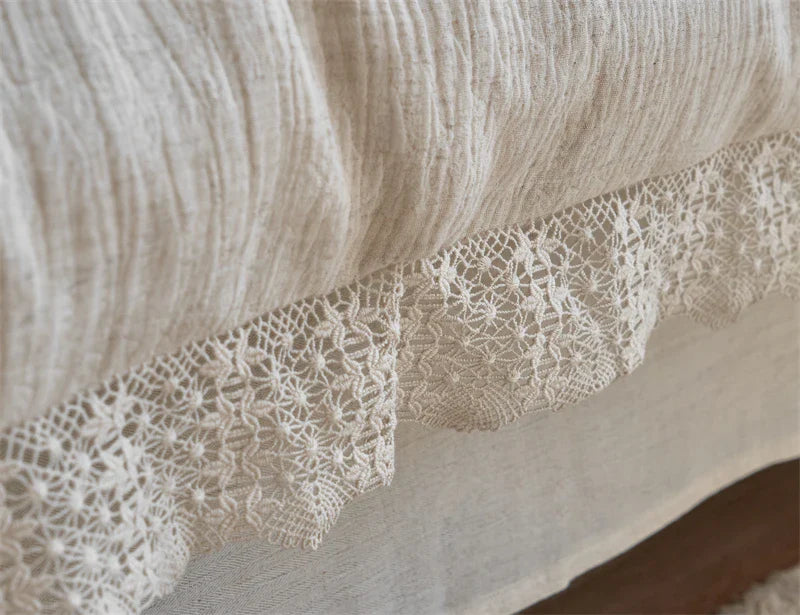 Afralia™ Vintage Lace Jacquard Bedding Set - Duvet Cover, Sheet, Pillowcases
