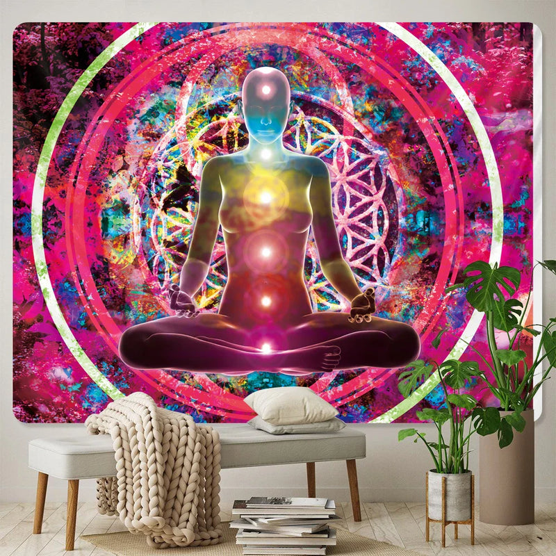 Afralia™ Chakra Psychedelic Tapestry: Boho Yoga Wall Decor & Room Hanging