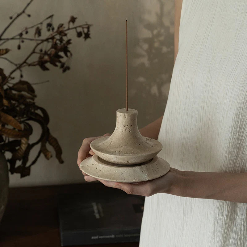 Afralia™ Travertine Marble Incense Holder Stick Burner