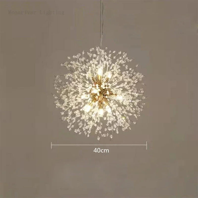 Afralia™ Luxury Crystal Dandelion Chandelier for Modern Living Room, LED Pendant Light