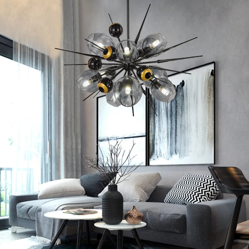 Afralia™ Luxury Glass Ball Chandelier LED Pendant Light for Living Room, Bedroom, and Hotel.