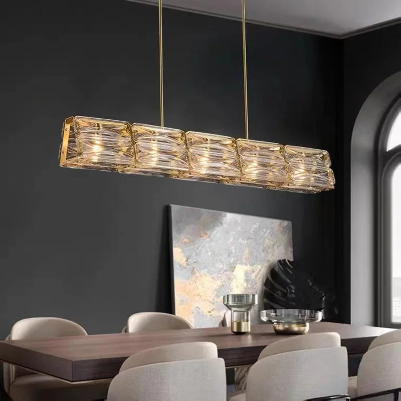 Afralia™ LED Glass Pendant Light Dimmable Chandelier Kitchen Island Decor