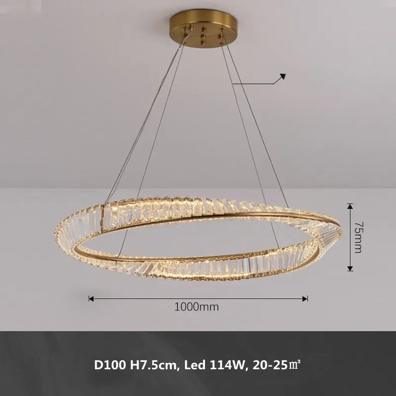 Afralia™ Gold Metal LED Dimmable Ceiling Light with K9 Crystals