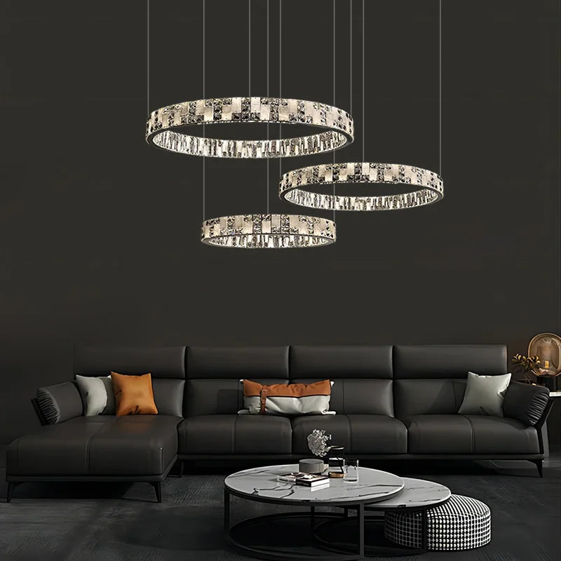 Afralia™ Crystal Lustre Circle Chandelier LED Lights - Modern Luxury Minimalism décor