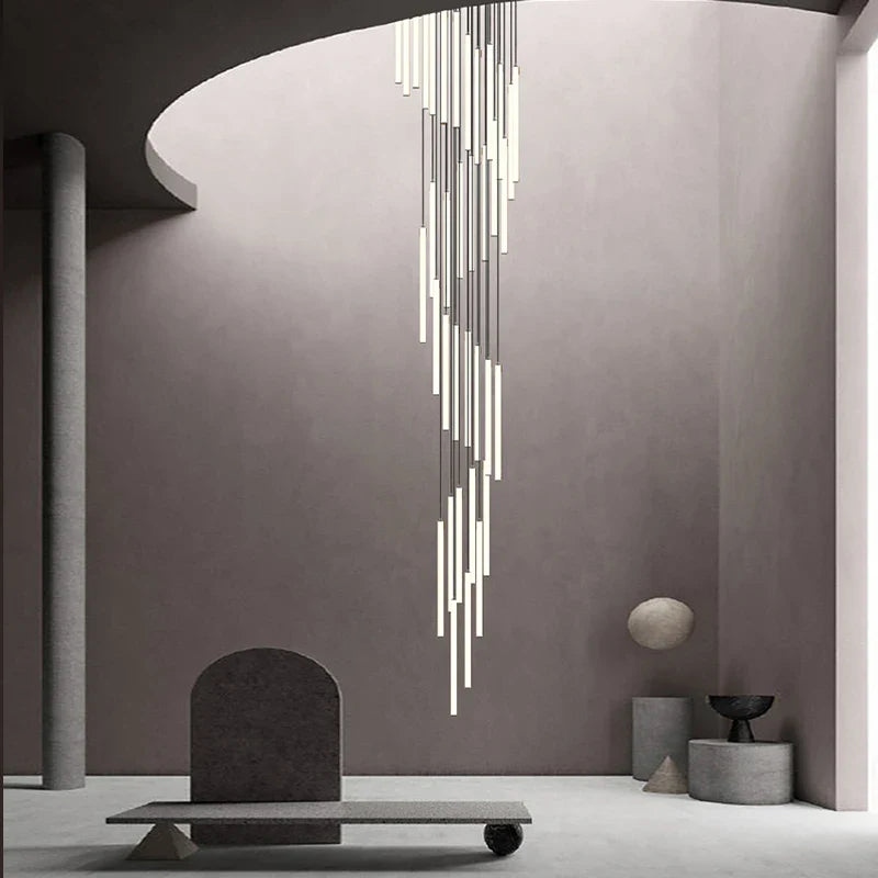 Afralia™ Modern LED Tube Ceiling Chandelier Staircase Lights Lighting Fixtures Home Decor