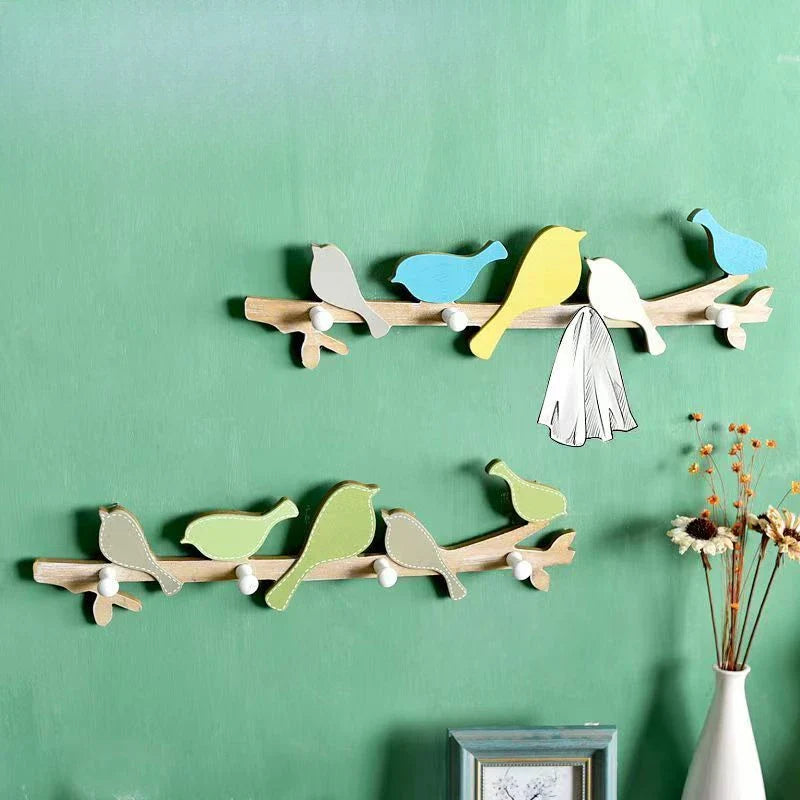 Afralia™ Birds Coat Rack: Creative Wooden Hook Rail for Home Decor