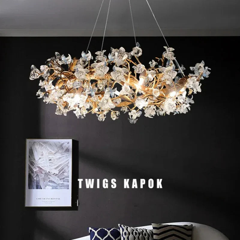 Afralia™ Crystal Branch Ceiling Chandelier | Indoor Dining Living Room Light Fixture