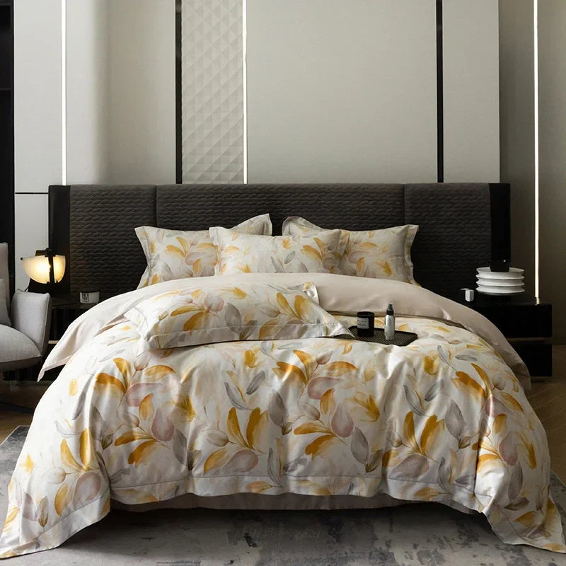 Afralia™ Egyptian Cotton Bedding Set - Queen King Full Size Duvet Cover Sheet Pillowcase