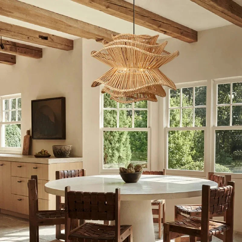 Afralia™ Wabi Sabi Rattan Pendant Lamp: Japanese Bamboo Chandelier for Home, Restaurant, Shop