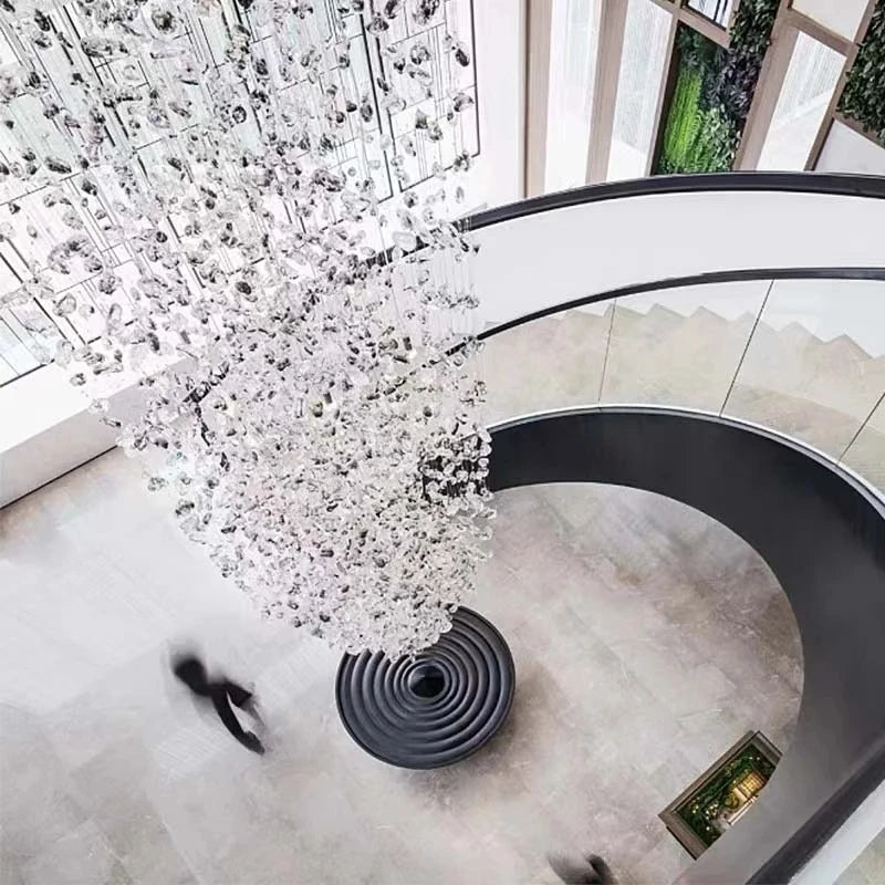 Afralia™ Crystal Chandelier: Modern LED Lighting Fixture for Staircase, Hallway, Lobby
