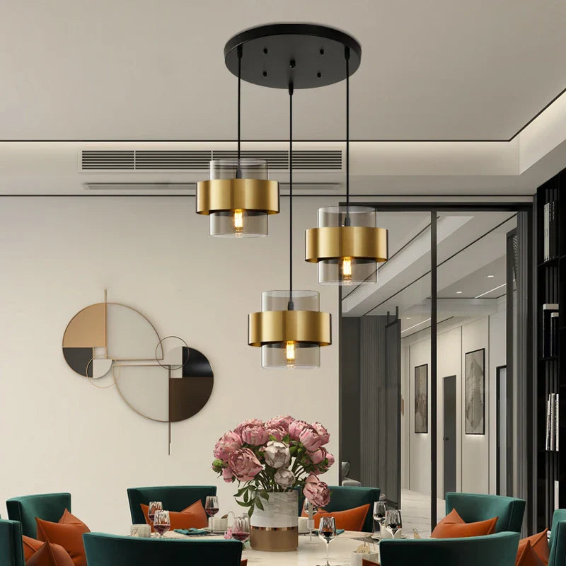 Afralia™ Golden Pendant Lights for Aisle, Restaurant, Bedroom - Nordic Postmodern Minimalist Style