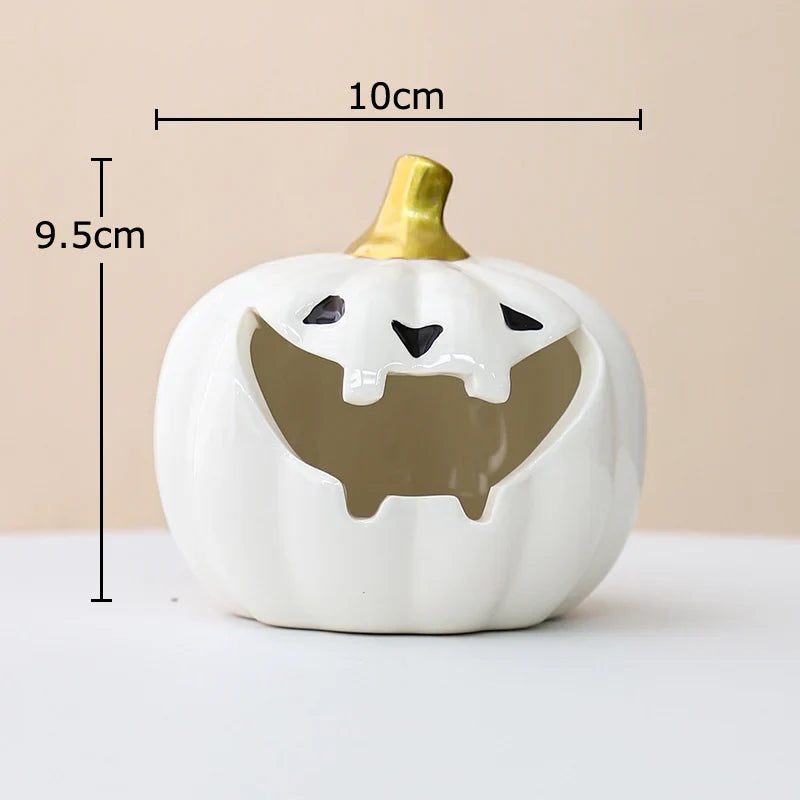 Afralia™ Halloween Pumpkin Ghost Ashtray - Funny Ceramic Office Desktop Weed Ash Tray Gift