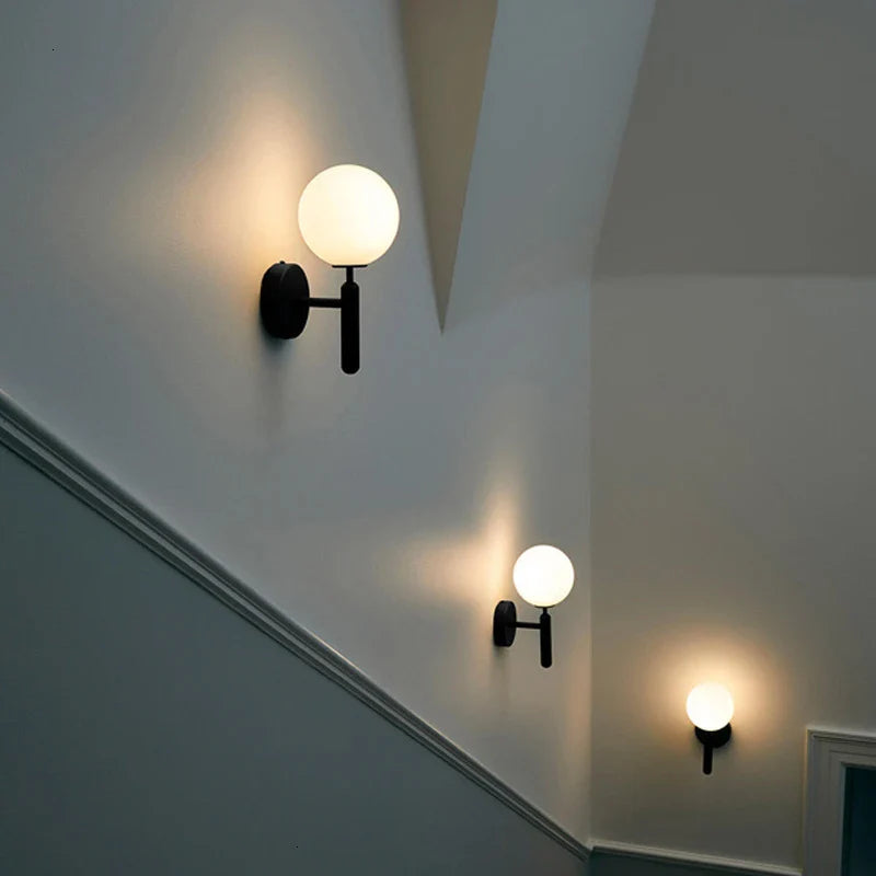 Afralia™ Glass Ball Mirror Wall Lights for Bedroom Living Room Decor