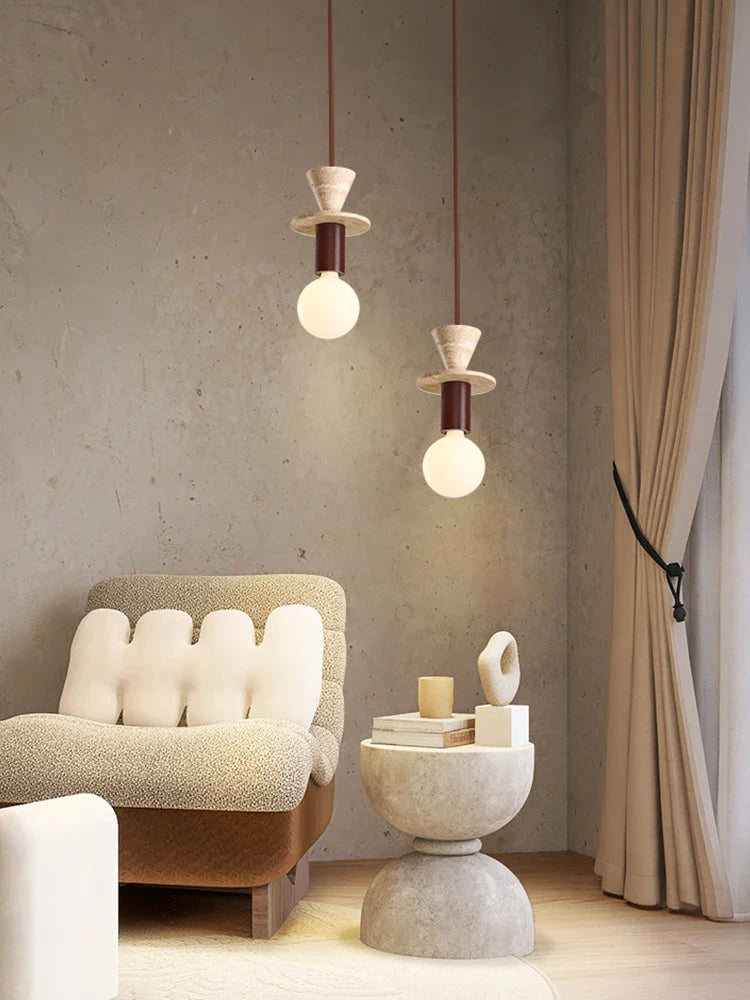 Afralia™ Yellow Wabi Sabi Wood Hanging Lamp Modern Designer Ceiling Pendant Light