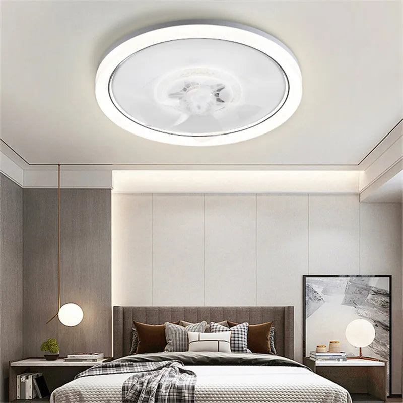 Afralia™ Modern White Ceiling Fan Light 120W LED Remote Control Dimmable Chandelier Fan