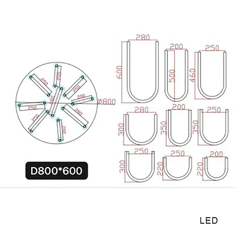 Afralia™ LED U Shape Chandelier Pendant Lamp Dimmable Ceiling Light