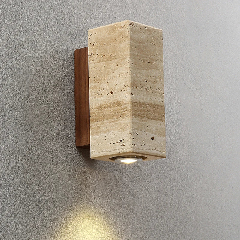 Afralia™ Yellow Travertine Wall Light LED Sconce for Living Room & Bedroom