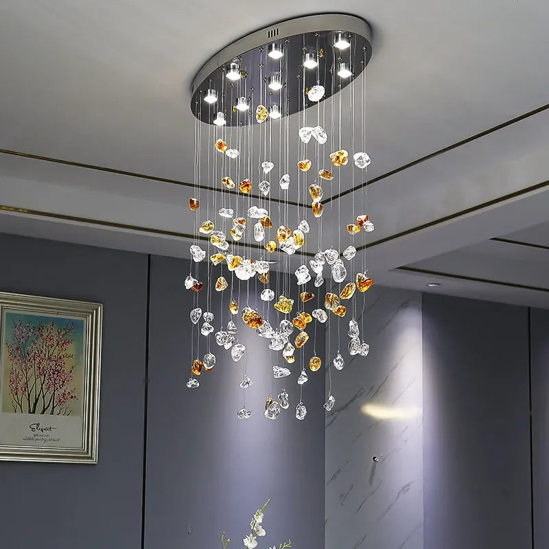 Afralia™ Modern Crystal Chandelier: Stone Decorative Living Room Lighting