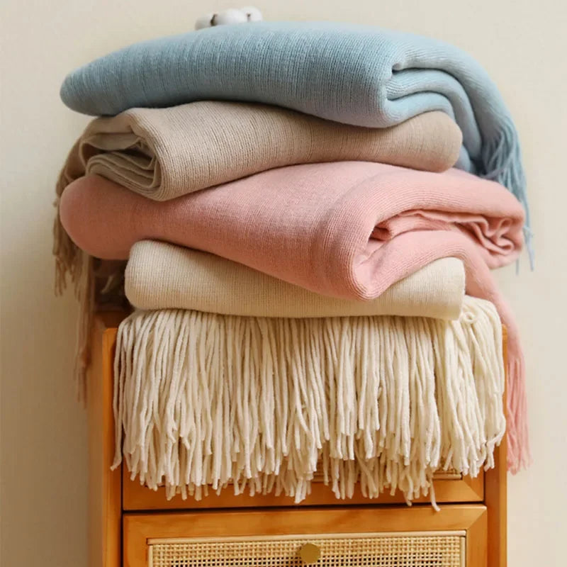 Afralia™ Knitted Cashmere Siesta Blanket - Soft Sofa Throw & Bedding Blanket