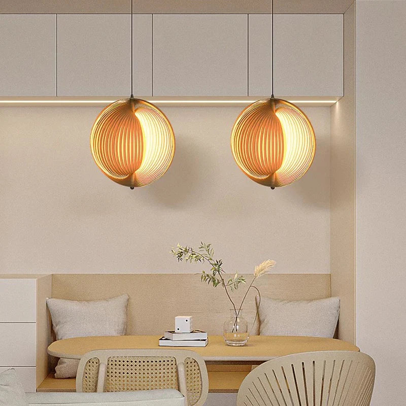 Afralia™ Wabi Sabi Wooden LED Pendant Lights for Home Decor and Lighting