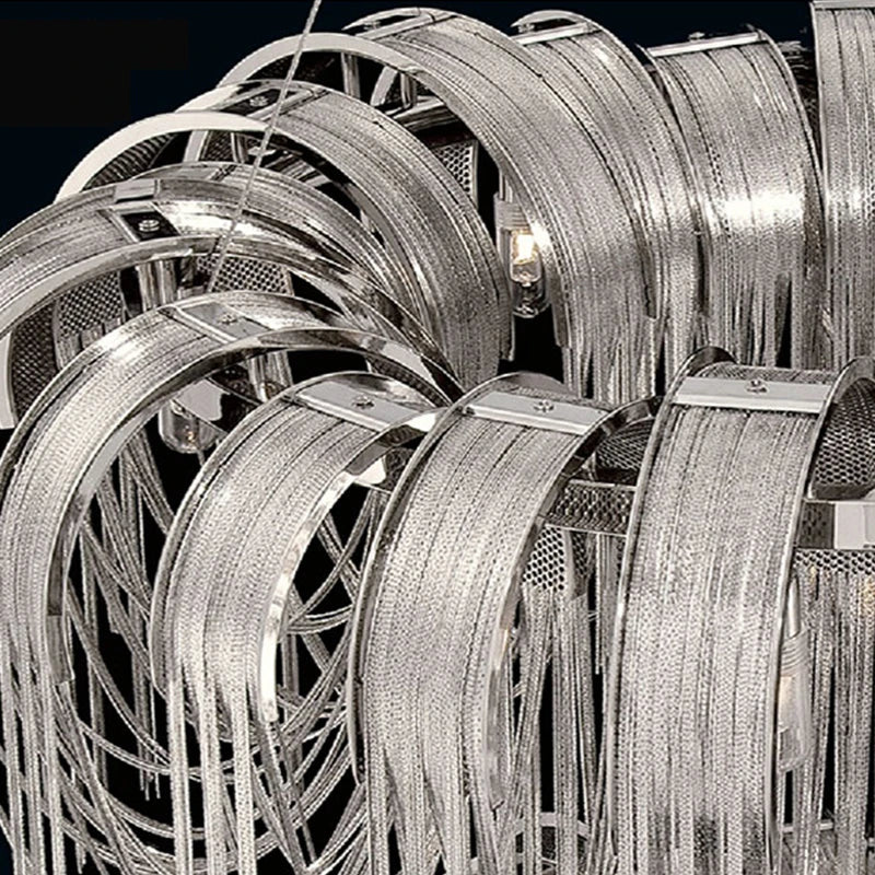 Afralia™ Round Tassel Chandelier: Nordic Light Luxury for Living & Dining Rooms