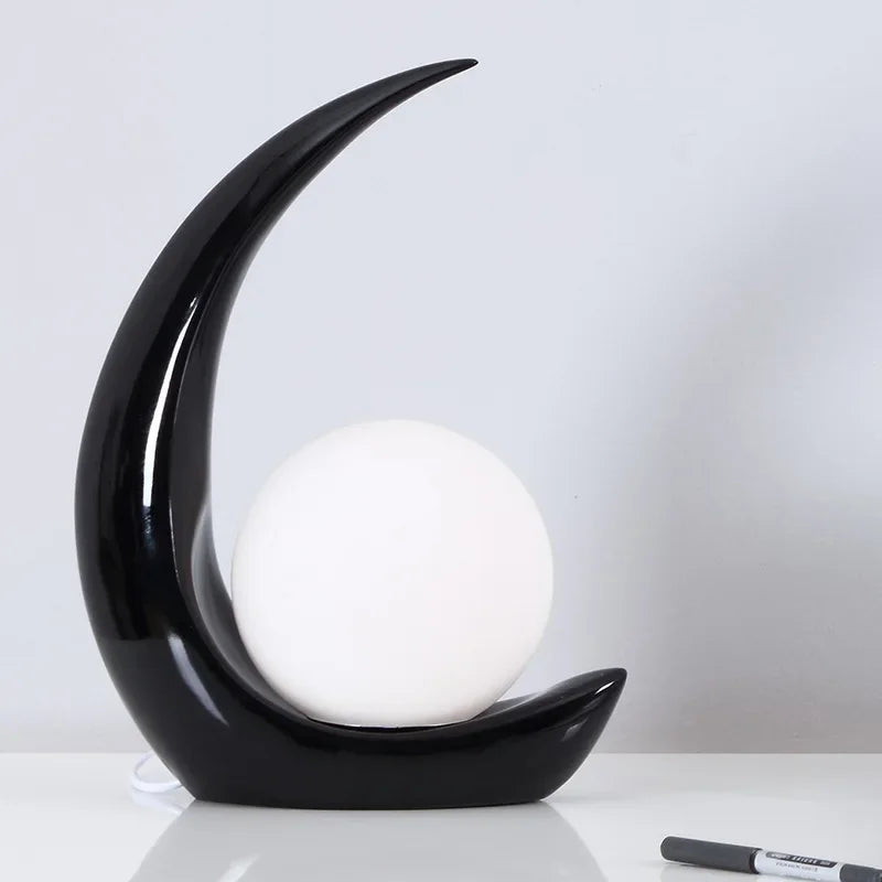 Afralia™ Moon Resin Bedside Lamp: Modern, Simple, Personality, Study Desk, Living Room Decoration